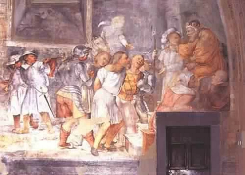 Il Romanino-317-Chiesa di S. Antonio a Breno, Brescia - Episodi da libro del profeta Daniele - dettaglio 9
